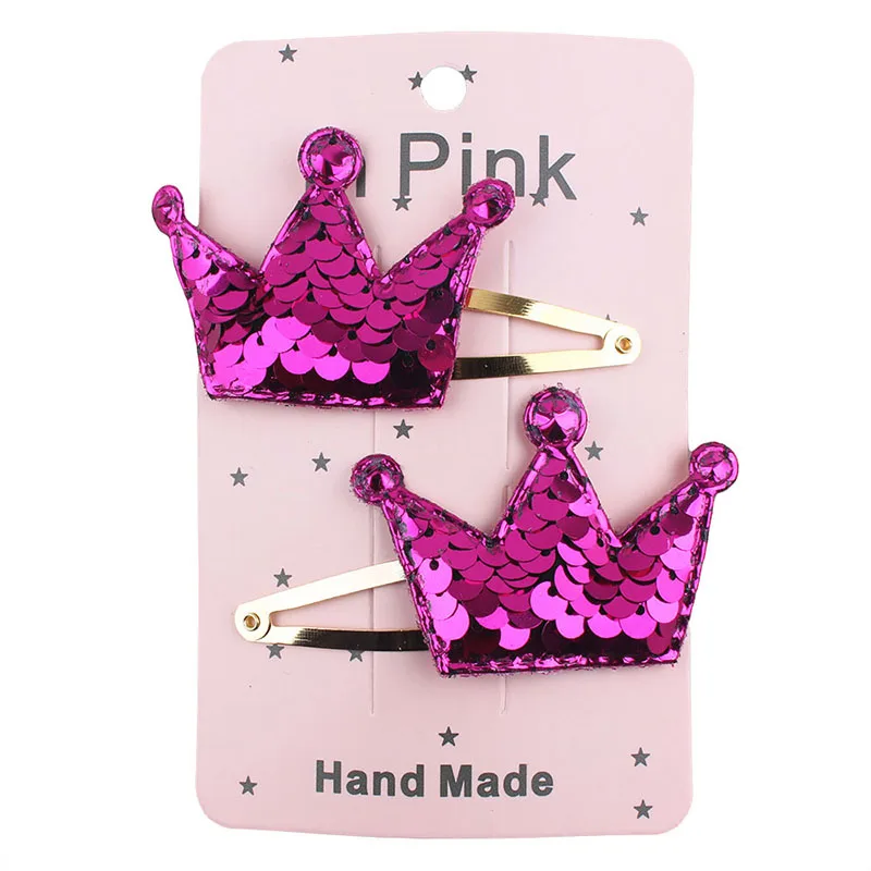 Заколка для волос блестящая женская милый зажим с блестками бабочкой короной