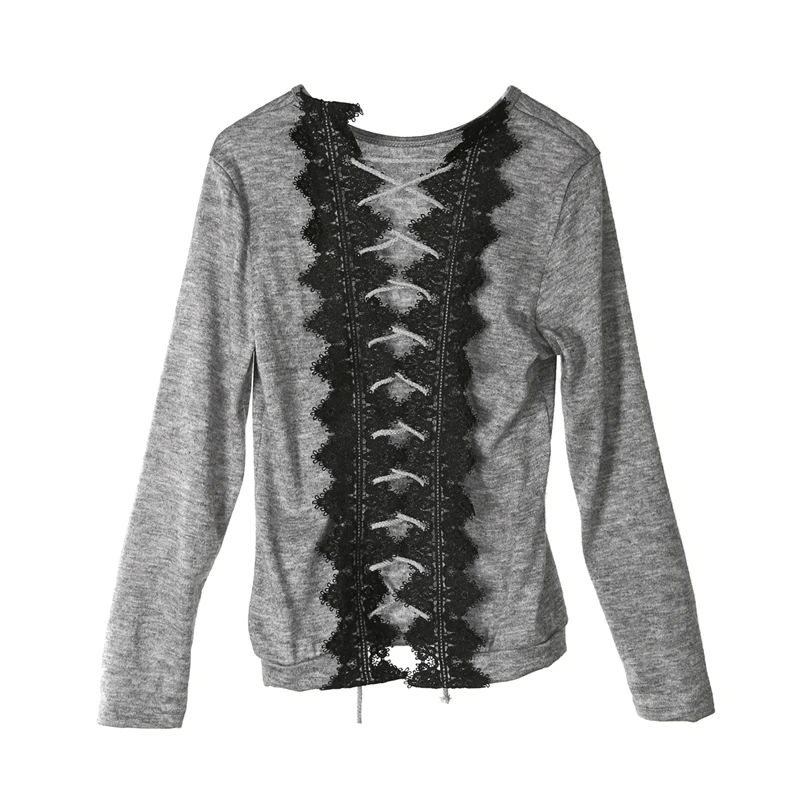 Женская Повседневная Блузка с длинным рукавом черная серая блузка круглым