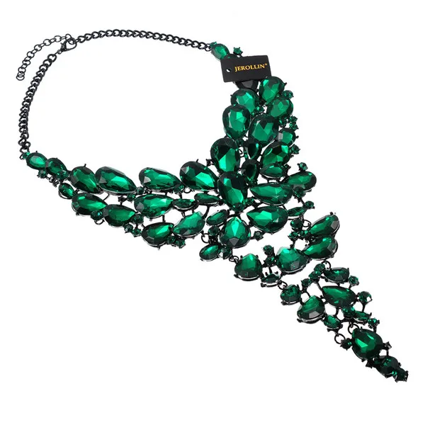 8 цветов, модная черная цепочка, кристальная Акриловая смола, колье, массивная подвеска, ожерелье в форме капли воды, большое Кристальное ожерелье, подарок - Окраска металла: N0012075