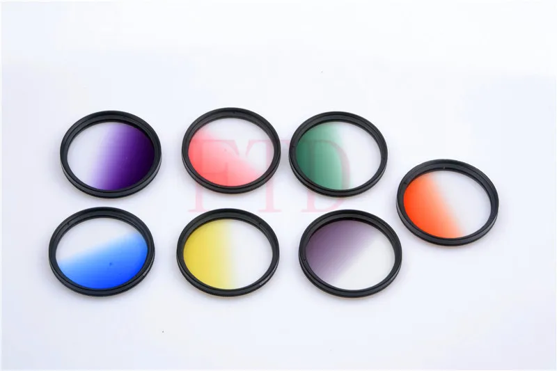 7pcs/lot 37mm Rotating Gradual grey green orange yellow red blue purple Grad color Lens Filter Kit for Canon EOS 60D 70D lens |
