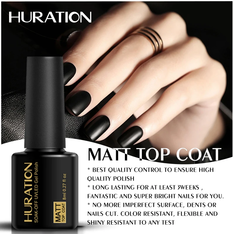 Huration 8 мл Matte Top УФ гель лак для ногтей 1 шт. Soak Off длительный маникюр Гель Лаки Coat |