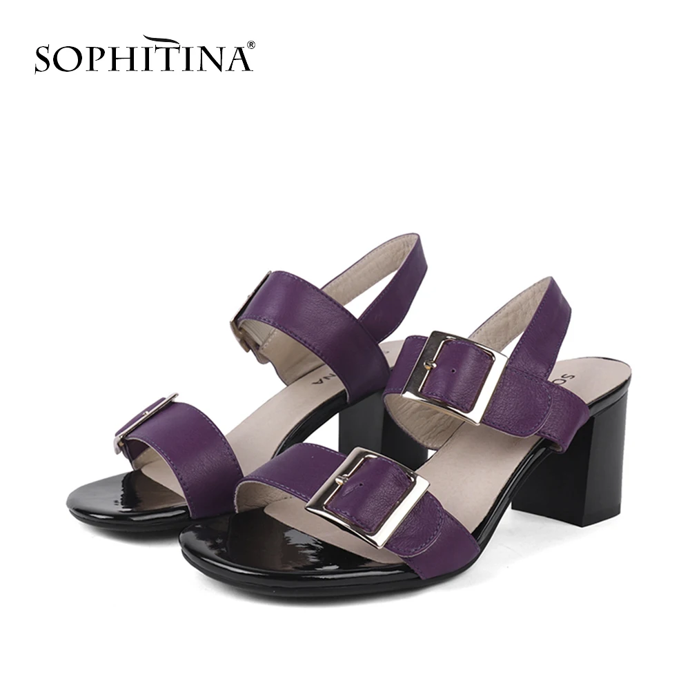 SOPHITINA/Модные женские босоножки из натуральной кожи однотонные туфли на