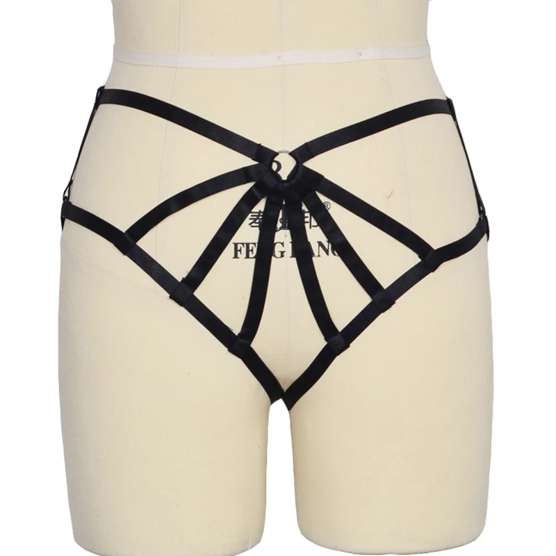 

Bondage Lingerie Adjustable Body Harness Bra Halloween Costume Woman Panties Burlesque Cage Bra Belt with Garter Belt Black