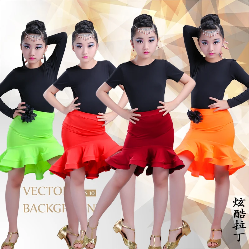 Платье для латинских танцев с длинными рукавами девочек Детское бальное платье