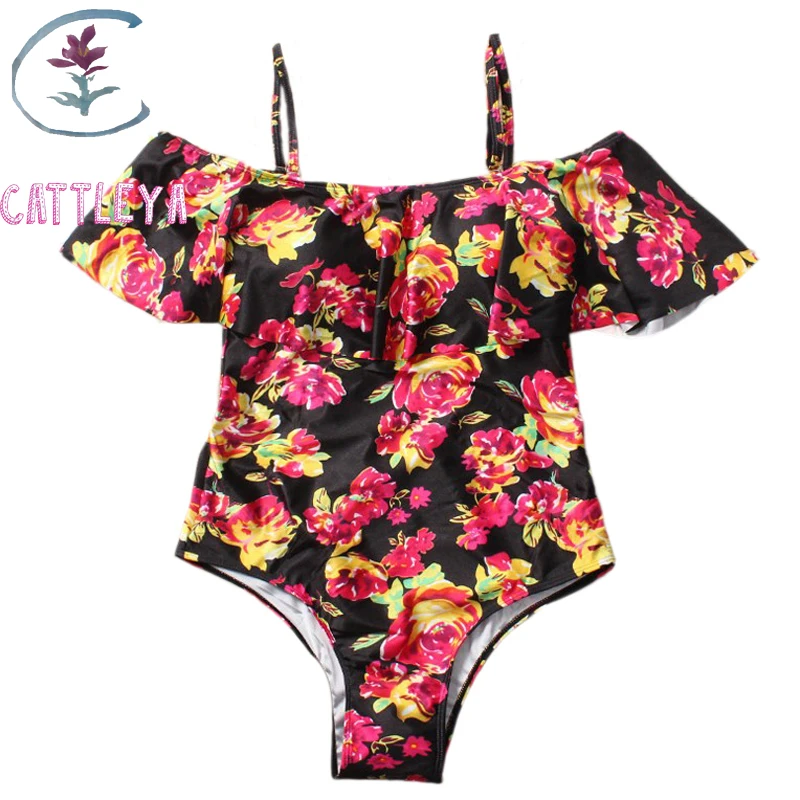 Цельный купальный костюм с оборкой и высокой талией открытыми плечами Monokin пуш-ап