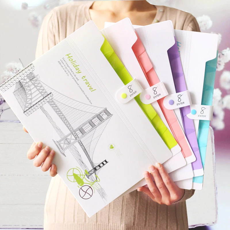 Милый мультфильм многослойная папка A4 1 шт. небольшой свежий для хранения 8 слоев