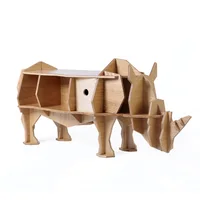 L size 3D rhino coffee table plywood furniture self-build puzzle furniture