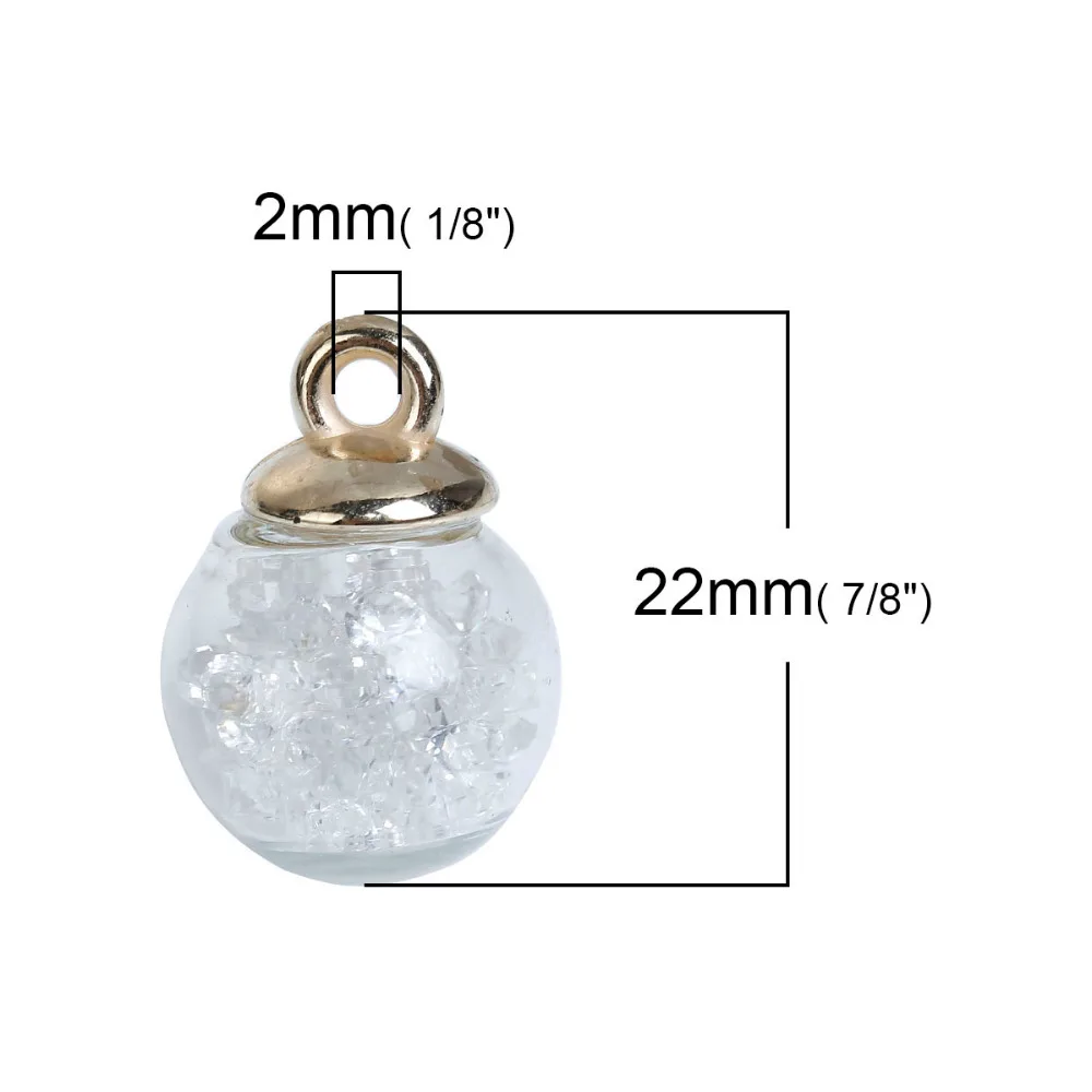 DoreenBeads, прозрачный стеклянный глобус-бутылка, подвески, прозрачные стразы, женские модные ювелирные изделия 22 мм x 16 мм-22 мм x 15 мм, 10 шт