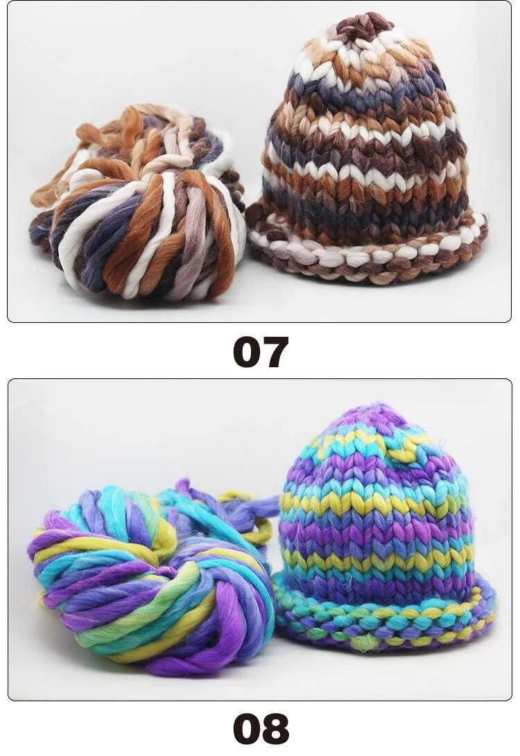 Смешанные цвета сверхплотная шерстяная массивная пряжа объемная ровная большая