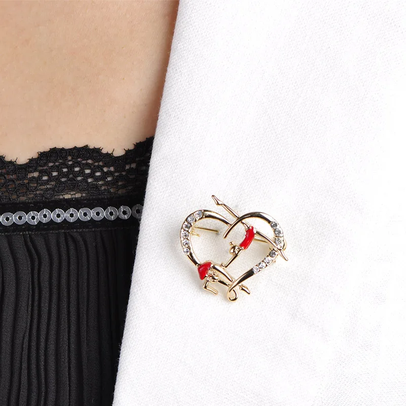 Женская эмалированная брошь в форме танцовщицы золотого цвета|brooches for women|heart