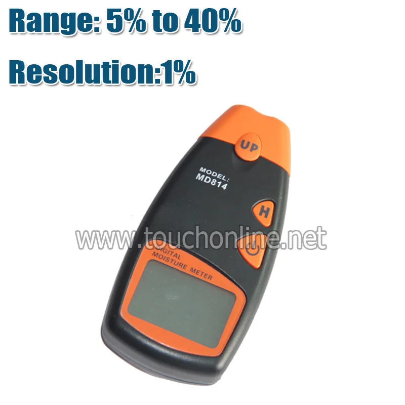 

Symbol and unit display Digital 5% to 40% Wood moisture tester MD814