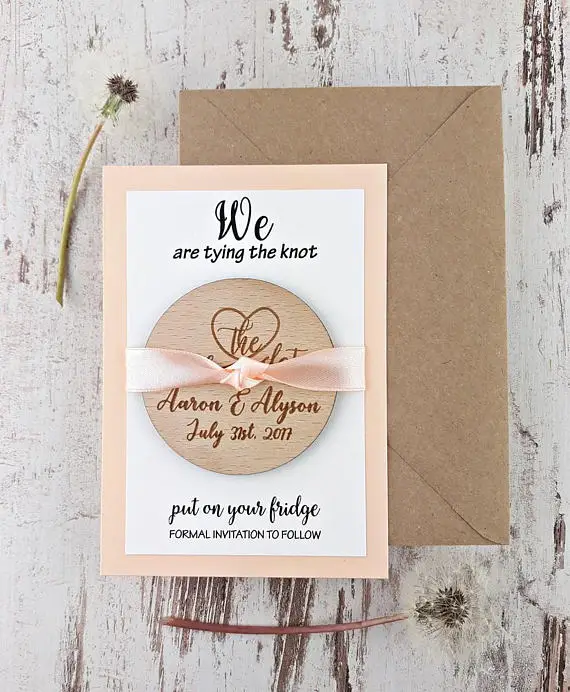 Персонализированные Уникальные свадебные анонсы деревянные магниты для