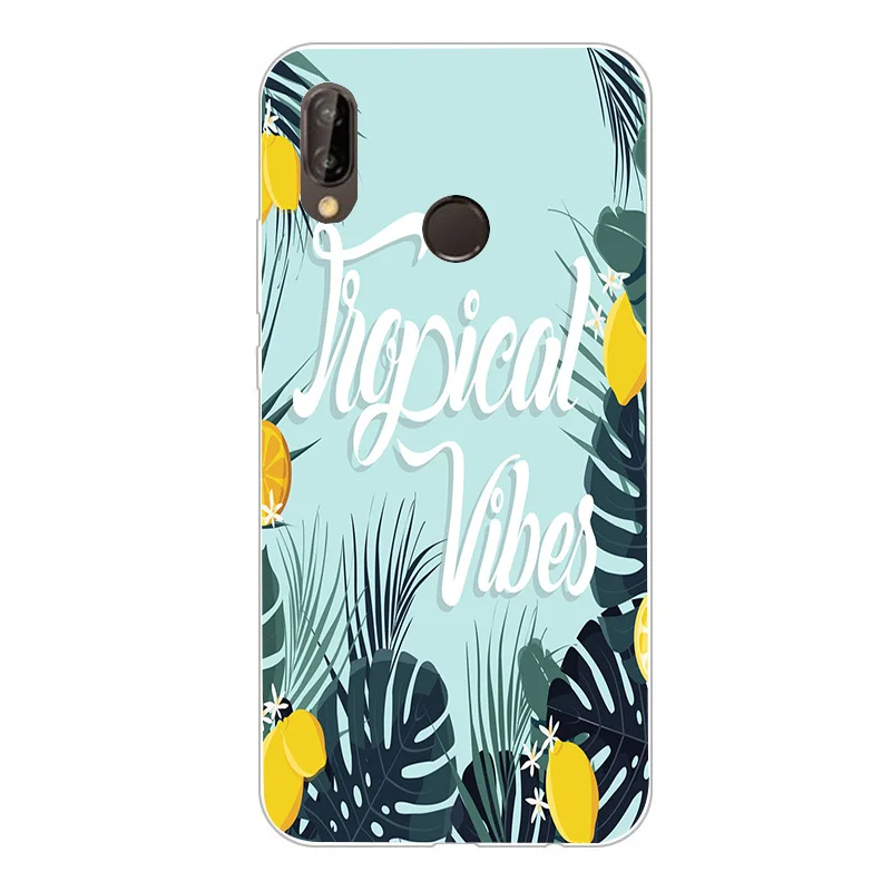 Мягкий силиконовый чехол из ТПУ для телефона huawei P20 Lite Fresh Leaf Flowers модный задний