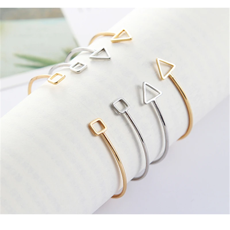 2019 Горячая Мода Простой полый металлический треугольник квадратный Открытый