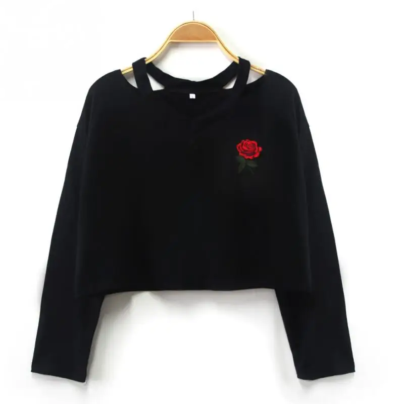 Для женщин Мода Повседневное V воротник розы вышивка орнамент хлопок леди