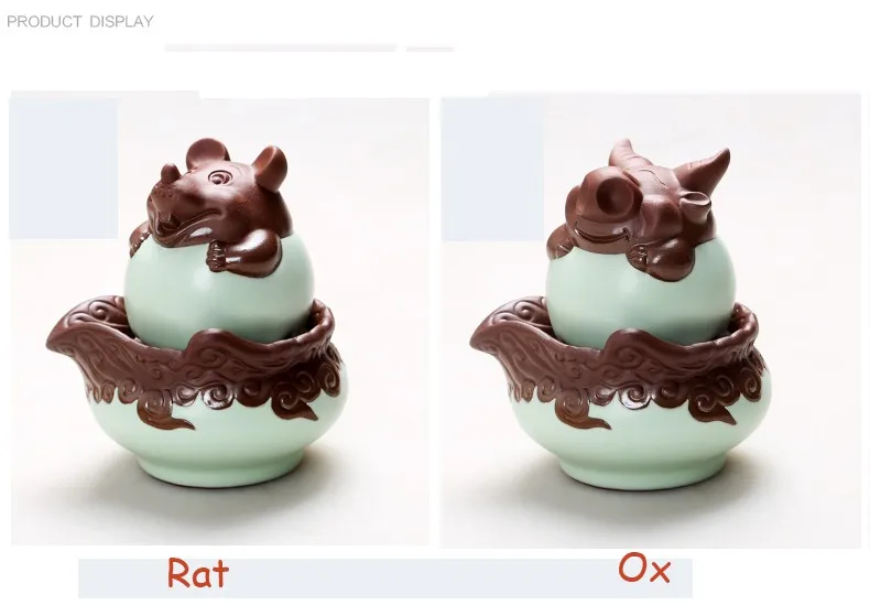 Китайский Зодиак фиолетовый глина Celadon чайный горшок чашка для чая, гайвань, портативный дорожный чайный сервиз, в форме животного чайный сервиз керамика чайная чашка Quik