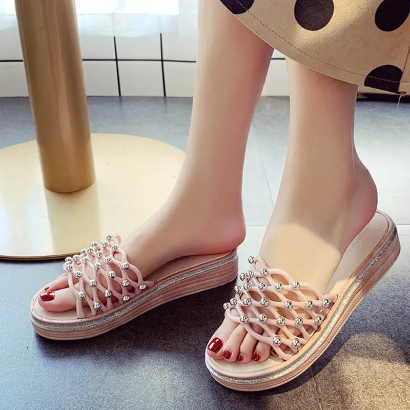 SAILING LU Slides Summer Slippers Fashion Solid Outdoor Ladies Shoes Casual Soft Comfort With String Bead Woman XWT1631 | Обувь