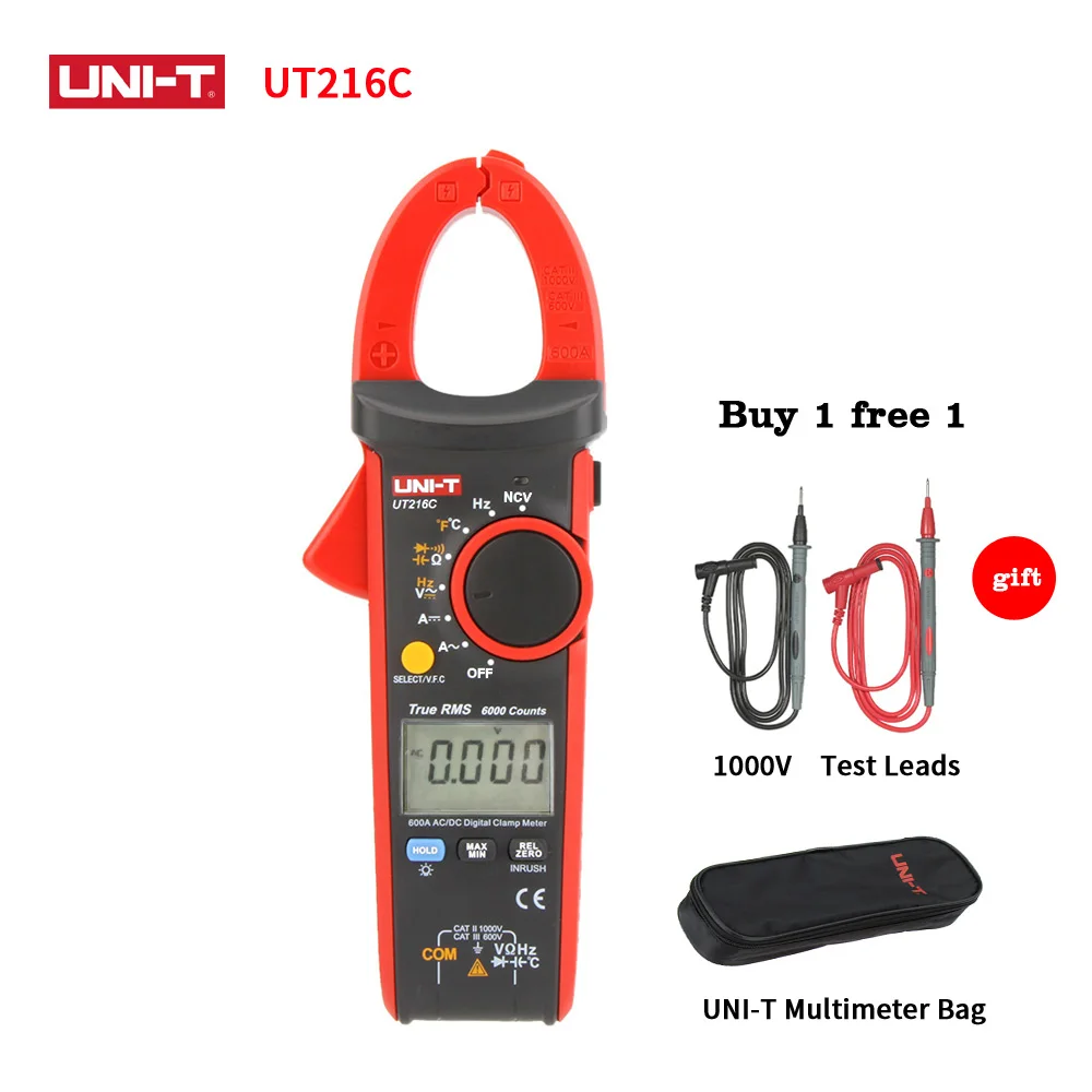 UNI-T UT216C 600A True RMS цифровой мультиметр с автоматическим переключением диапазонов DMM частота, емкость, температура тест НТС метр