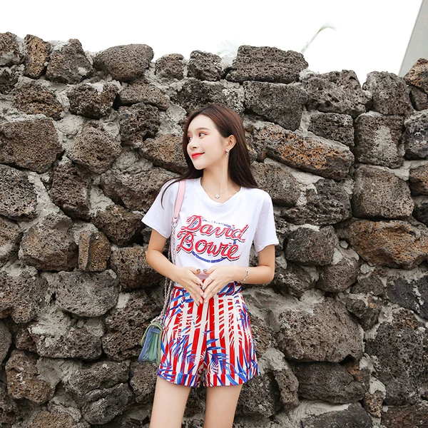 Плюс размер 2XL женские хлопковые футболки с буквенным принтом + Полосатые широкие