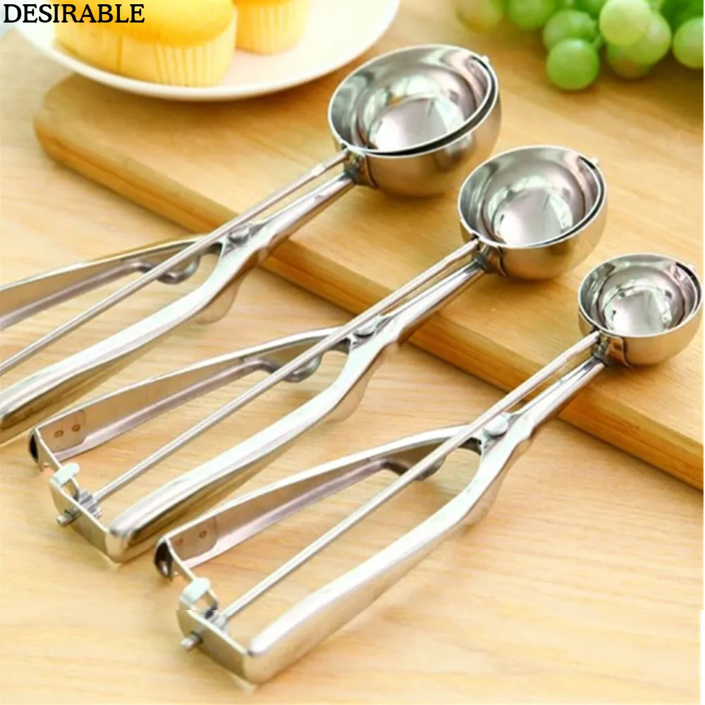 1Pc New Ice Cream tools high quality Stainless Steel Multifunction Spring Handle fruit Potato Kitchen Fruit platter tool 4/5/6cm | Дом и сад