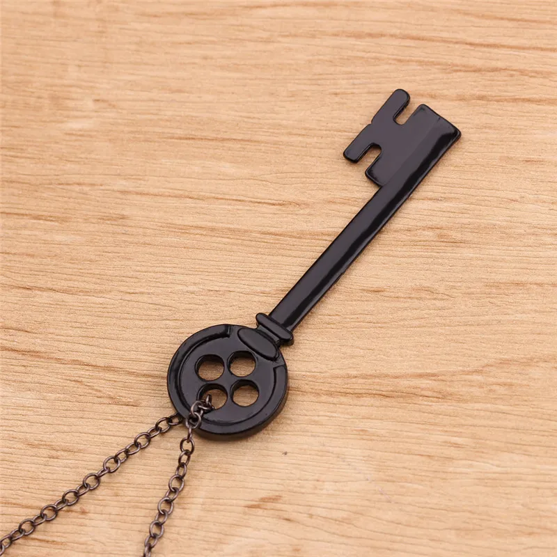 Ожерелье с кулоном из фильма Coraline черная кнопка ключ черепом колье-чокер