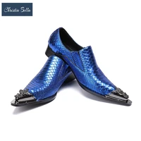 christia bella handmade metal new leather men dress shoes evening party wedding shoes slip on oxford suit shoes plus size 38 47