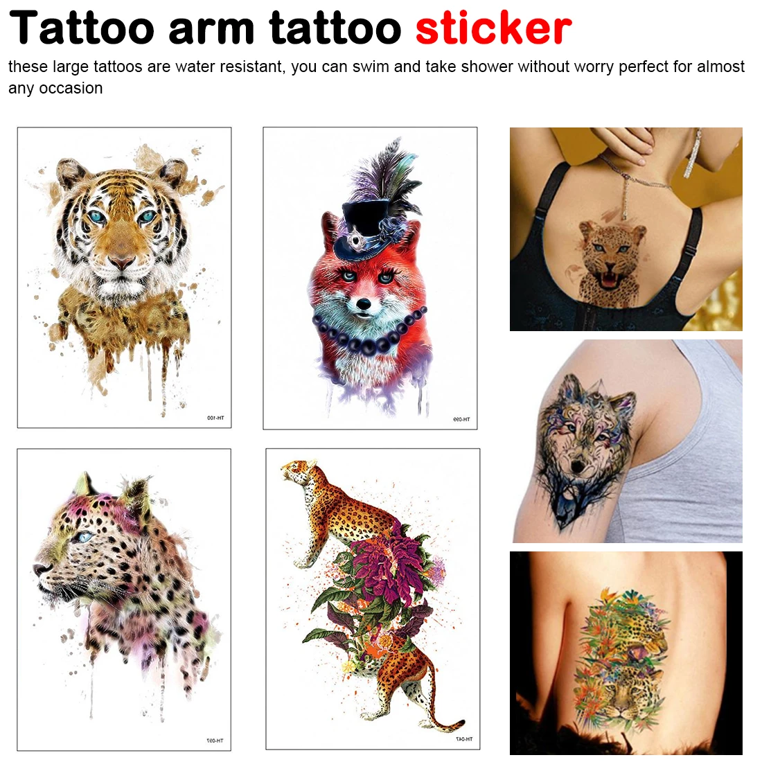 1 шт. временная татуировка животных Водонепроницаемая наклейка Волк Наклейка с