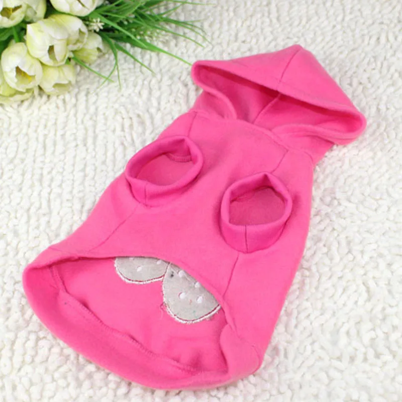 Одежда для собак толстовка осенне зимняя Толстовка розовая маленьких кошек