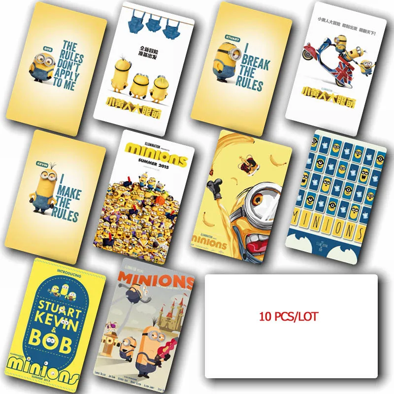 10 Шт. Гадкий я Мультфильм Утолщенной ПЭТФ Кристалл Карты Наклейки Декоративные