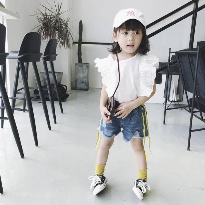 Летняя мода для маленьких девочек свободные джинсовые шорты дети корейский