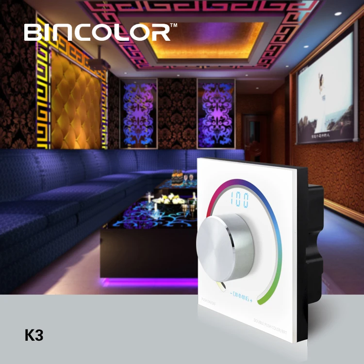 

DC12V-24V Rotary RGB touch panel controller Switch knob RF remote RGB 3CH led dimmer For 5050 3528 2835 led strip light tape