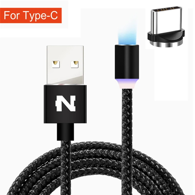 Type C Black Магнитный зарядный кабель для iPhone 6 6S 7 8 Plus XS MAX XR i Phone Micro USB/MicroUSB/type C Android Galaxy S8 S9 зарядное устройство длиной 1 м 2 м - Цвет: Type C Black
