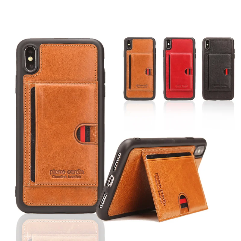 Чехол для телефона Pierre Cardin s для iPhone XS MAX, роскошный чехол из натуральной кожи для iPhone XR, держатель для карт, чехол-подставка