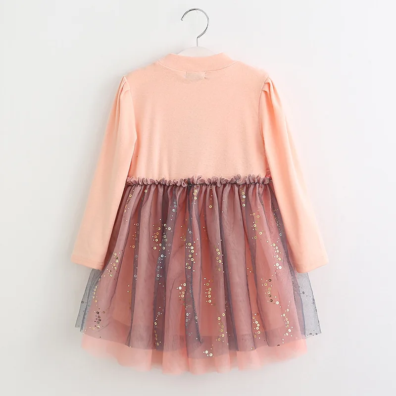Girls Dress New Autumn Casual Style Cartoon Pink Long Sleeve Wool Bow Design For Princess Clothes | Детская одежда и обувь