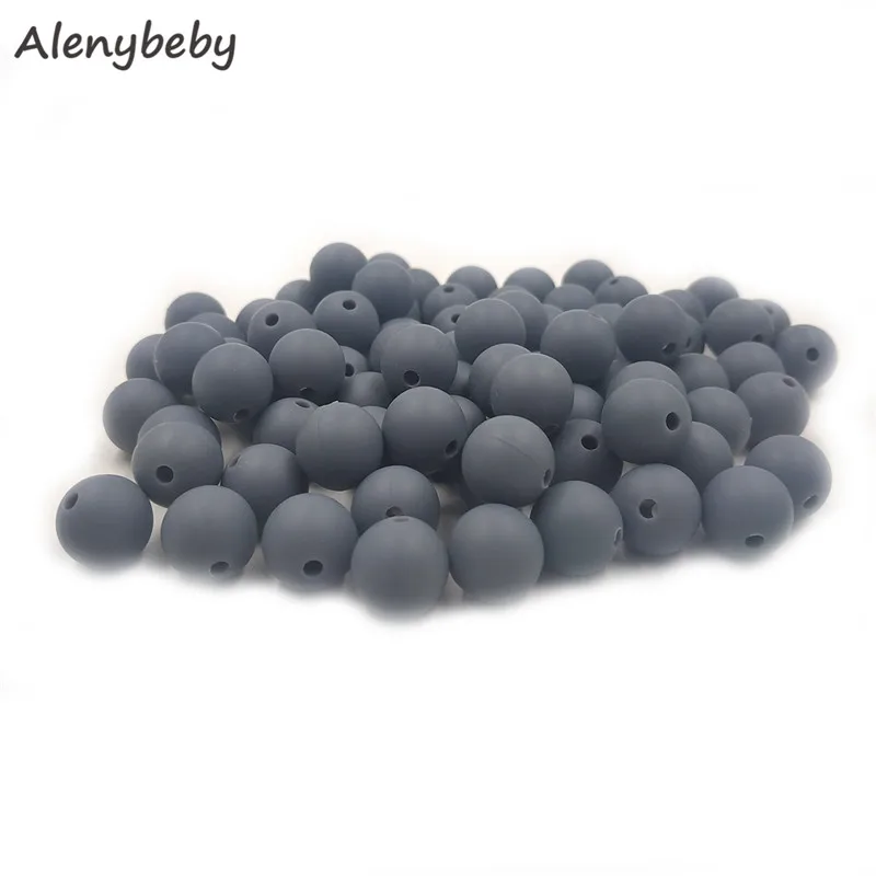Dim gray 100 шт Силиконовые Круглые бусины 12 мм экологически чистый сенсорный детский аксессуар для прорезывания зубов пищевой мамы кормящих DIY Ювелирные изделия Детские трофеи - Цвет: Dim gray