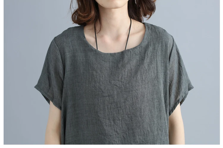 Женское платье с коротким рукавом черное пляжное из хлопка и льна 2019 | Женская