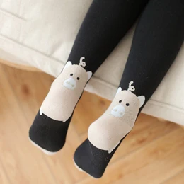 Black FENNASI Women's Warm Winter Tights Cartoon Pig Thick Warm Sexy Pantyhose Women Lingerie Compression Cute Cotton Pantyhose - Цвет: Black
