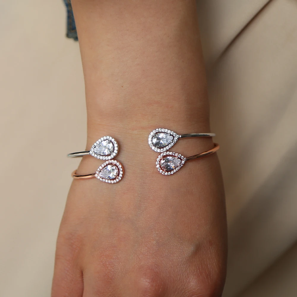 Женский браслет с фианитами класса ААА в виде капли | Украшения и аксессуары