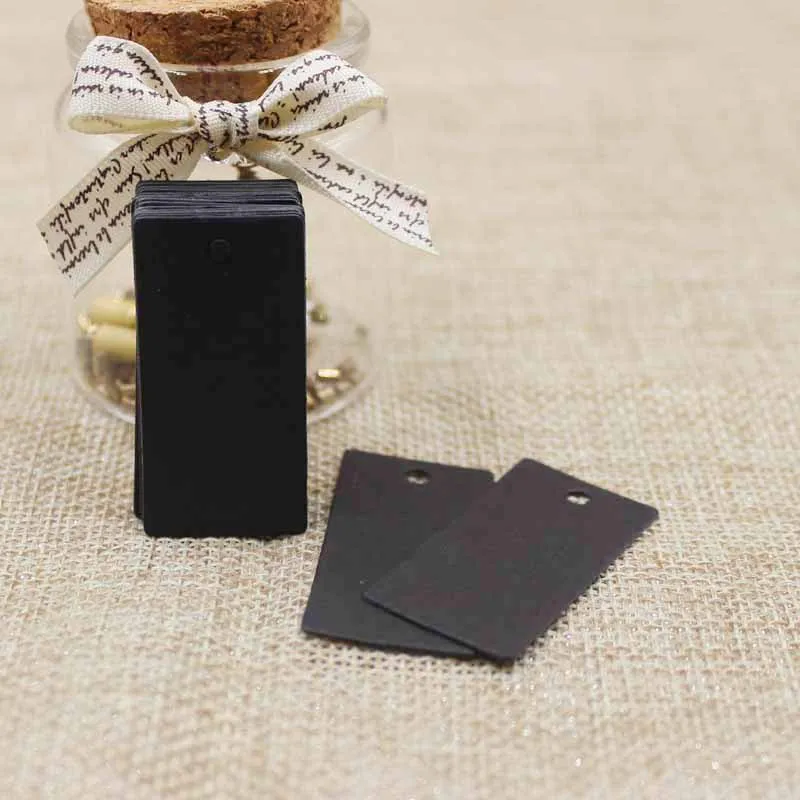 4*2 см картонные Пустые Подарочные ярлыки черный/крафт retangular