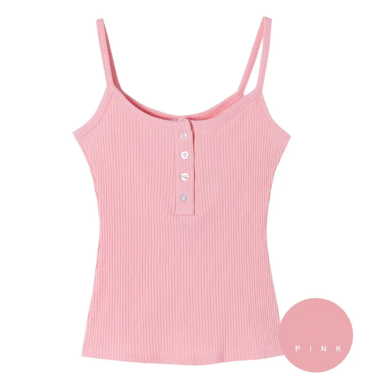 Женская однотонная майка под рубашку с передними пуговицами | одежда