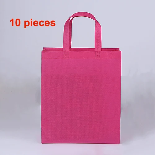 Rose red 10 pieces 10 шт DIY Дети День рождения Сувениры Подарочные сумки с ручками Лакомство Сумки сплошной цвет ткань хозяйственная сумка мульти-использование подарочные сумки - Цвет: Rose red 10 pieces