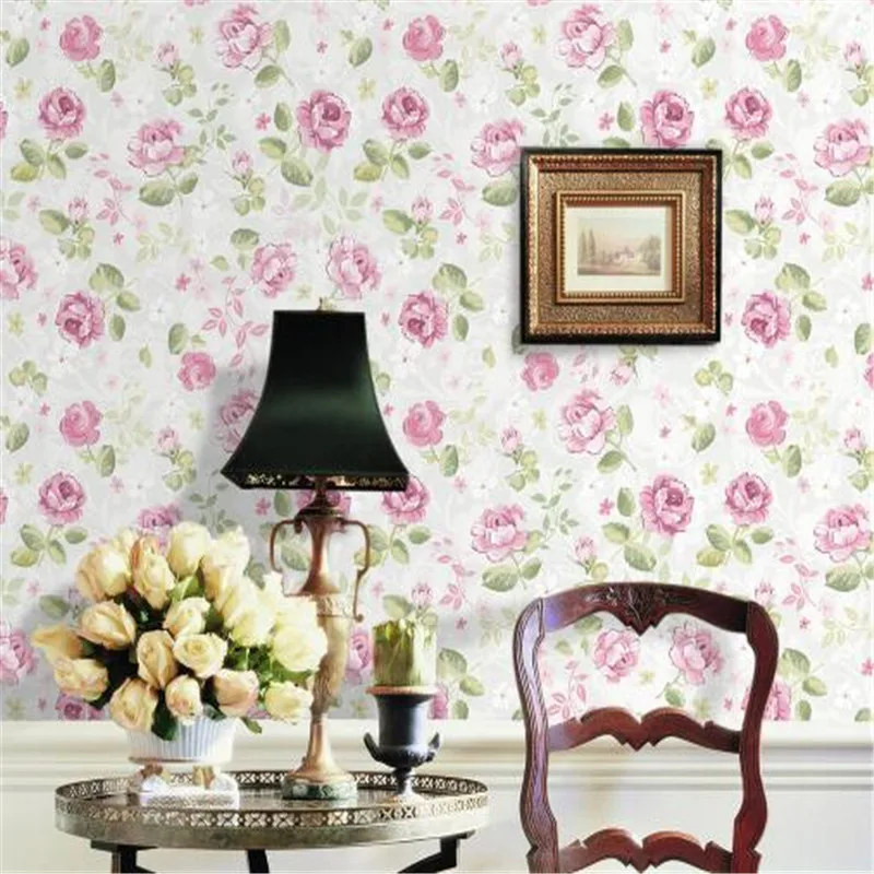 

Classical Wallpaper Roll Purple Rose Wall Papers Home Decor Fantasy Flower Wall Paper American Living Room TV Wall Wallpapers