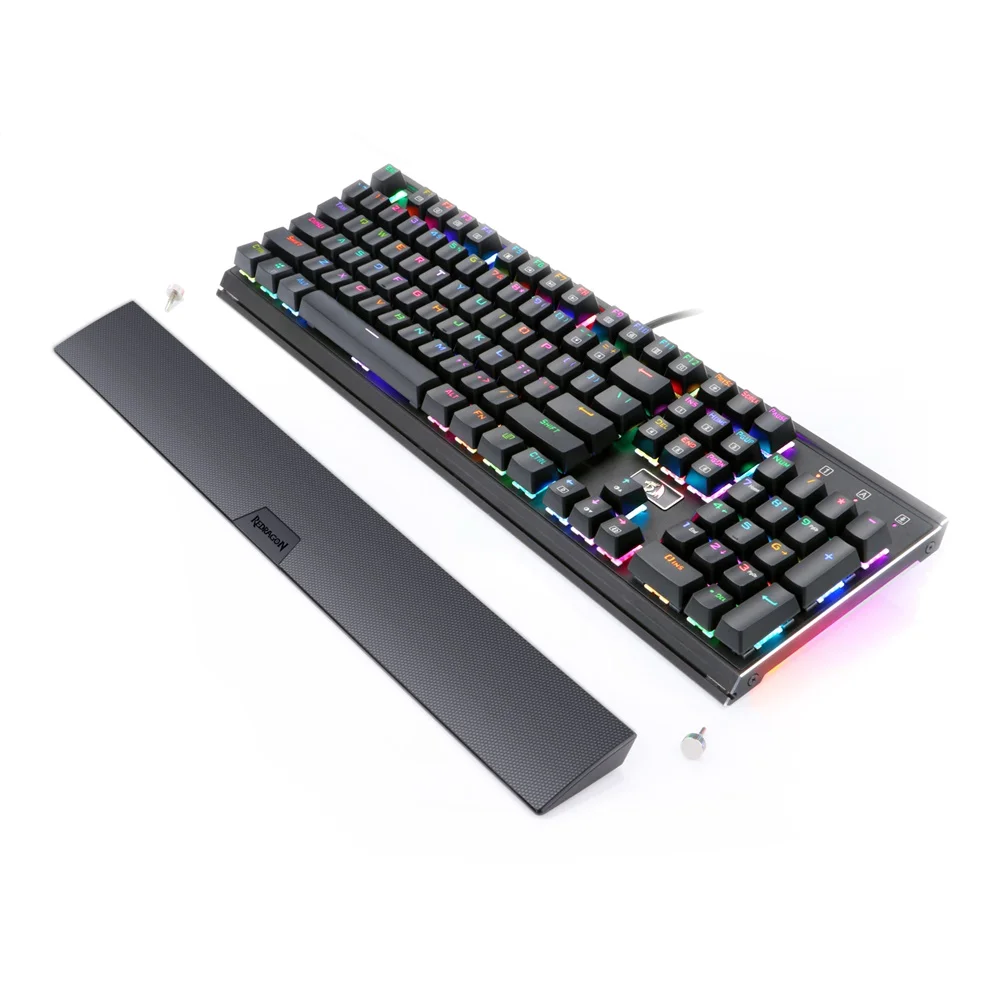 Redragon K567 RAHU RGB Backlit LED Blue Switches 104 Keys Mechanical Gaming Keyboard with Detachable Wrist Rest