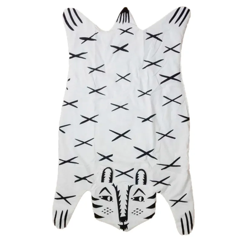 Tiger Mat Детские стеганые коврики с рисунками животных из мультфильмов, енота, лисы, тигра, панды, Льва, одеяла, коврик, ковер в скандинавском стиле, декор для детской кровати - Цвет: Tiger Mat