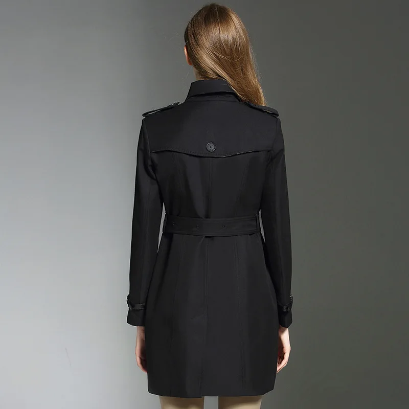2018 модное зимнее женское пальто-Тренч водостойкое двубортное пальто средней