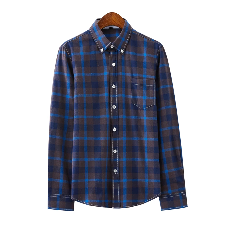 New Fashion Plaid Shirts Men Checkered Shirt Brand Button Down Long Sleeve Casual Shirts Plus Size M-5XL