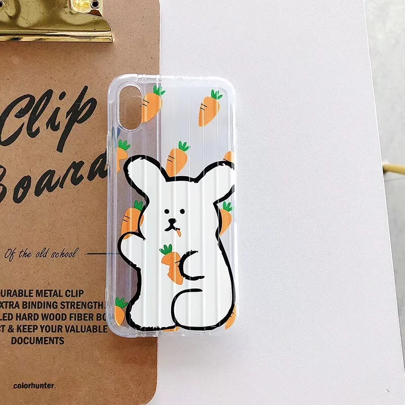 Милый мультяшный белый кролик с морковкой чехол для телефона iphone Xs MAX XR X 6 6s 7 8 plus