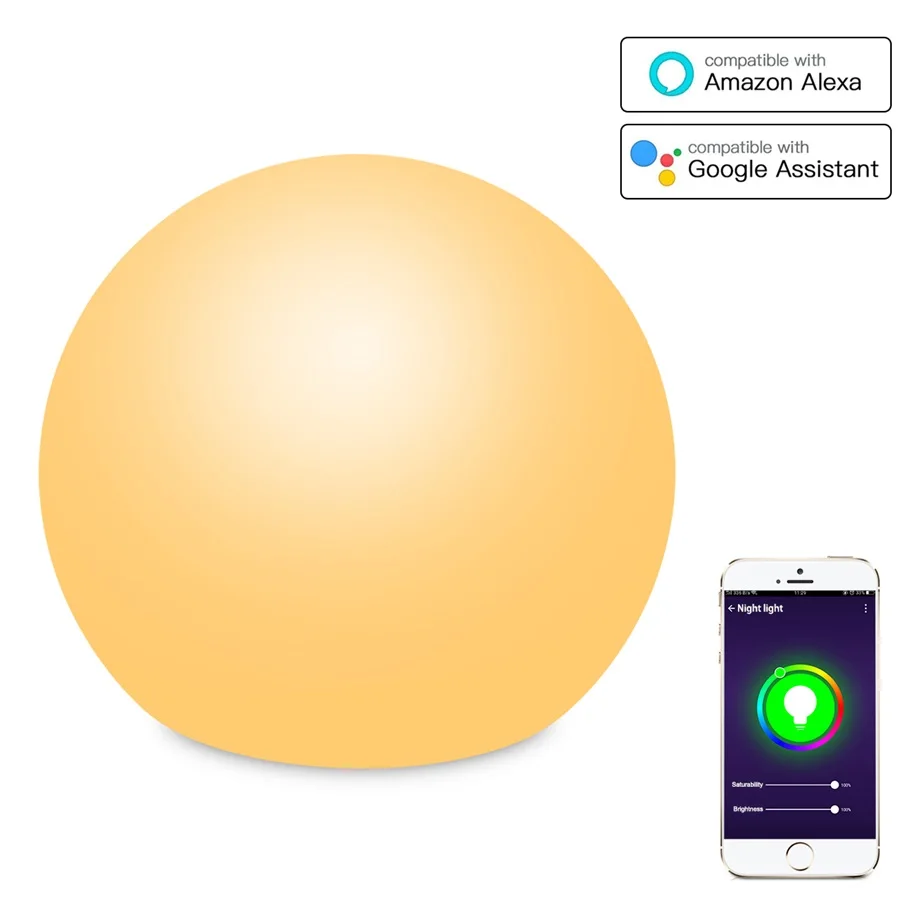 Сенсорное управление Wifi умное Голосовое ночник RGB USB Светодиодная лампа