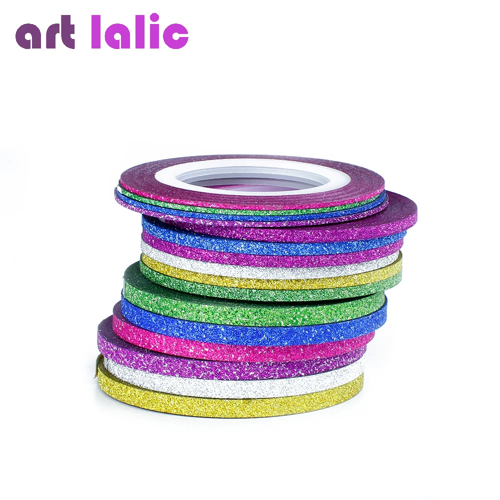 6 рулонов блестящая клейкая лента для дизайна ногтей 1 мм 2 3 мм|striping tape line|tape linenail art
