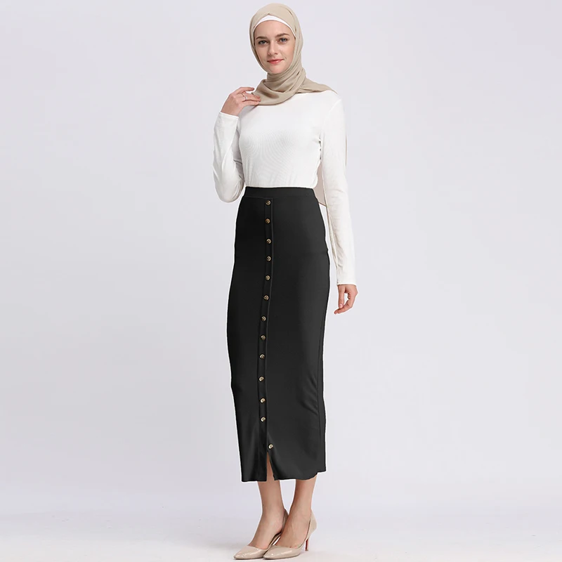 Размера плюс Faldas Mujer Moda Jupe Femme abaya мусульманская женская облегающая юбка с высокой талией и пуговицами длинные исламские юбки Одежда
